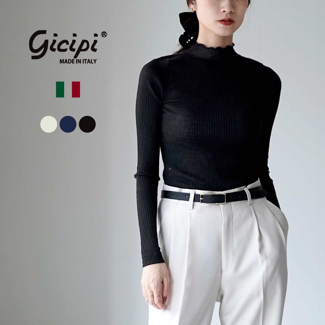 GICIPI(ジチピ) Aglio アーリオ ウールシルク メローネック リブニットソー