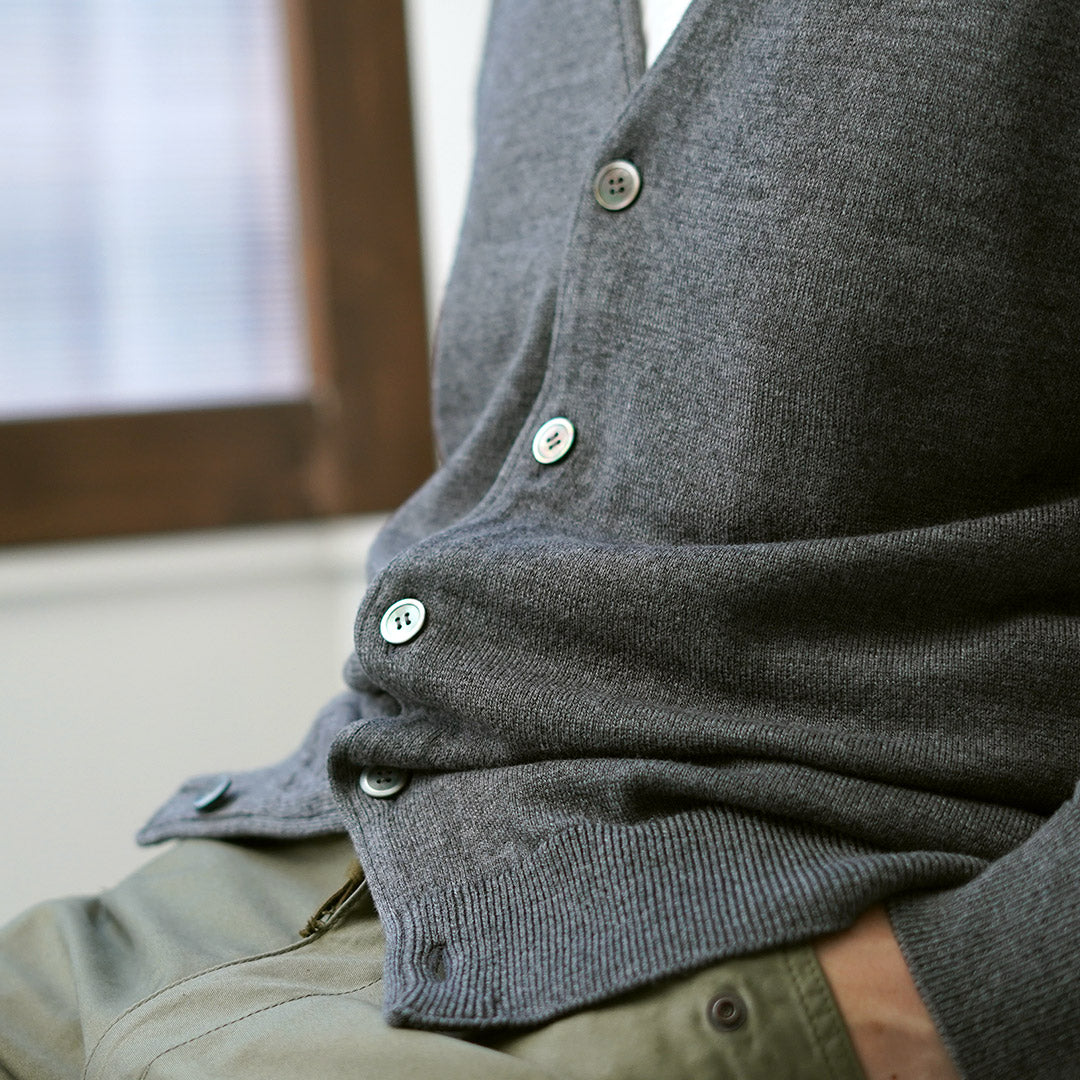 YONETOMI NEW BASIC(ヨネトミニューベーシック) アメリカン ウール&コットン ニットカーディガン