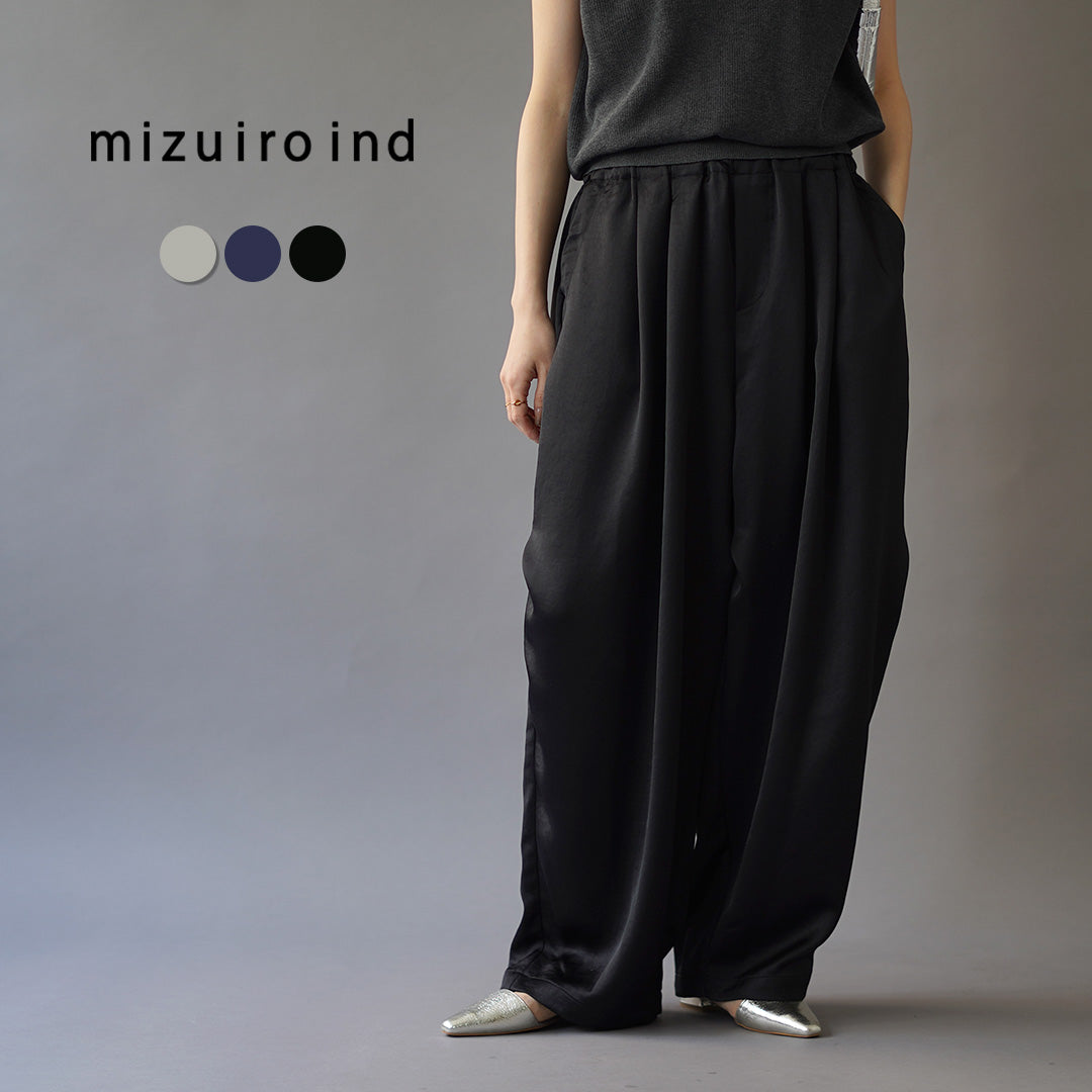 mizuiro ind(ミズイロインド) サテン ワイドカーゴパンツ