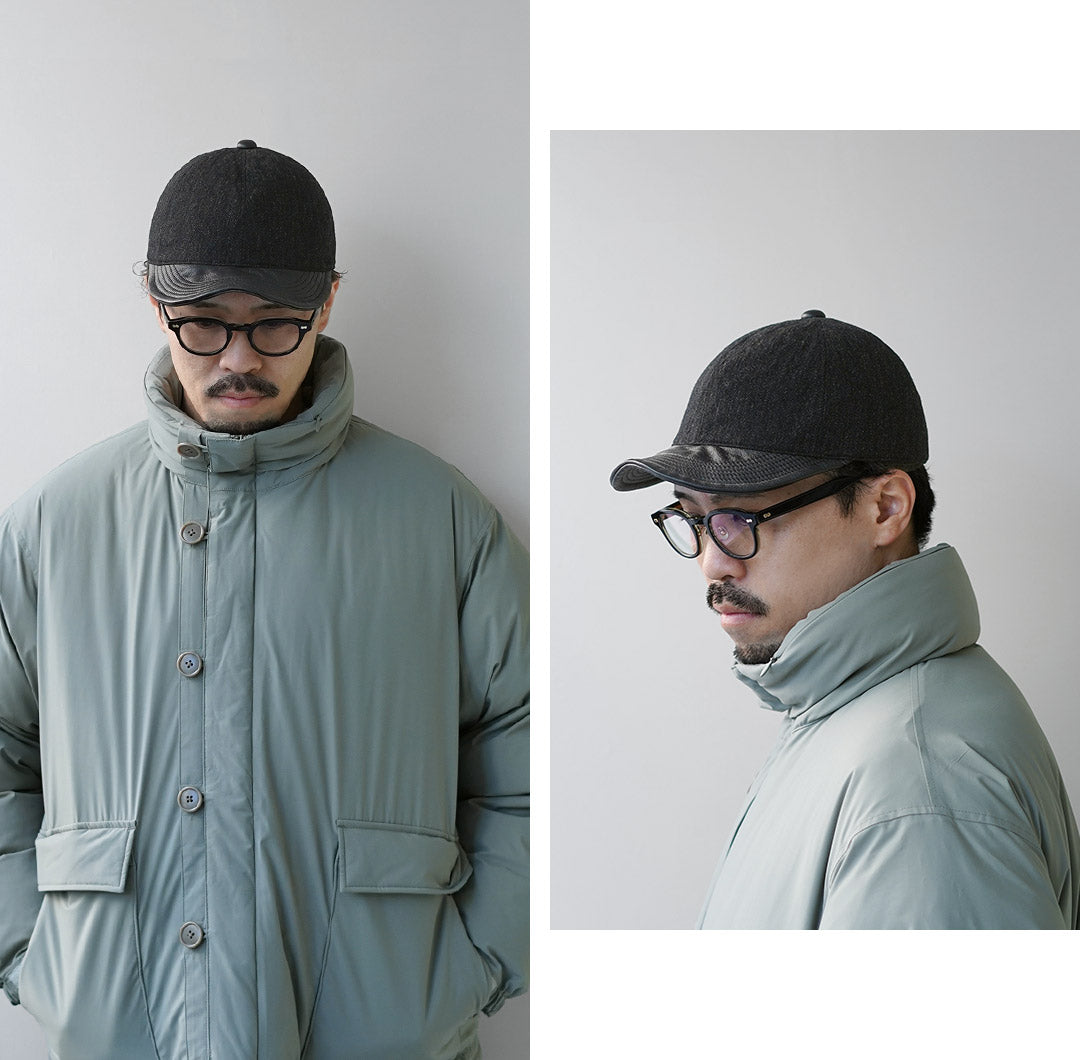 HIGHER(ハイアー) 別注 ミリタリーサージ × レザーブリム キャップ