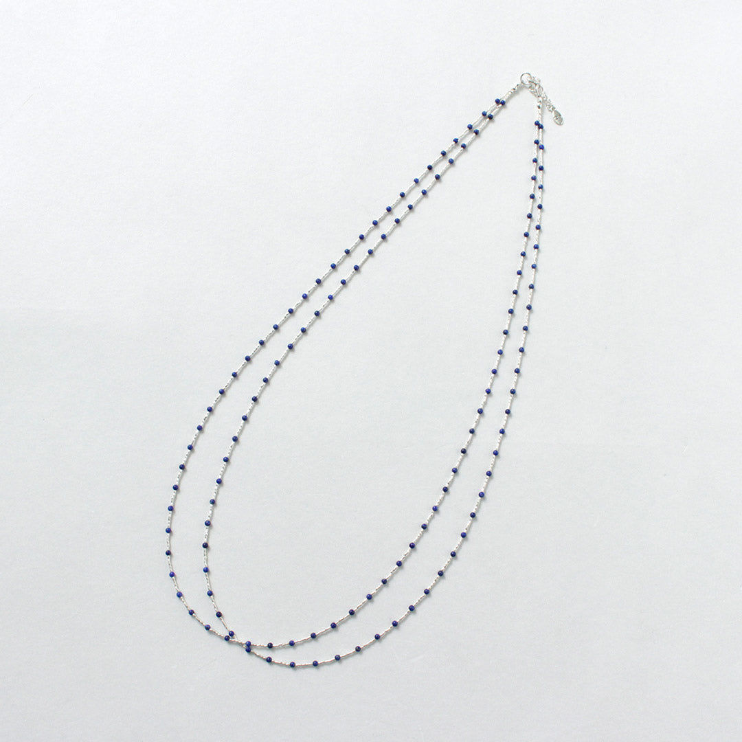 CHALISA T..(チャリッサ・ティー) タイニービーズ ストーンビーズ ロングネックレス カレンシルバー オニキス アメジスト ラピスラズリ