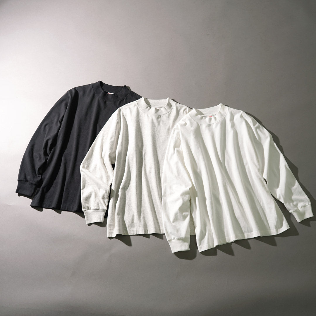 HEALTHKNIT(ヘルスニット) 別注 USコットン ユニバーサル モックネックTシャツ ロングスリーブ