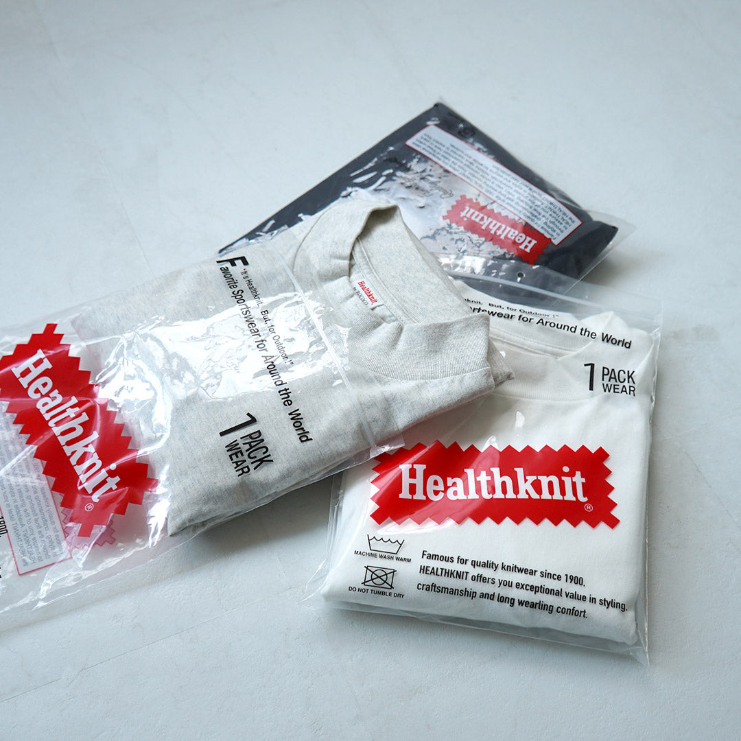 HEALTHKNIT(ヘルスニット) 別注 USコットン ユニバーサル モックネックTシャツ ロングスリーブ