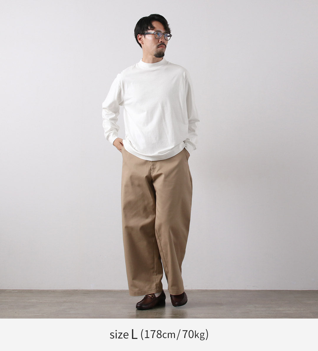 HEALTHKNIT(ヘルスニット) 別注 USコットン ユニバーサル モックネックTシャツ ロングスリーブ