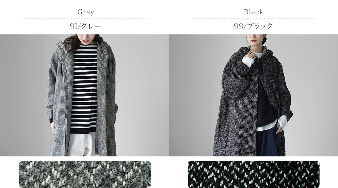 mizuiro ind(ミズイロインド) ウールブレンド フーデッド コート