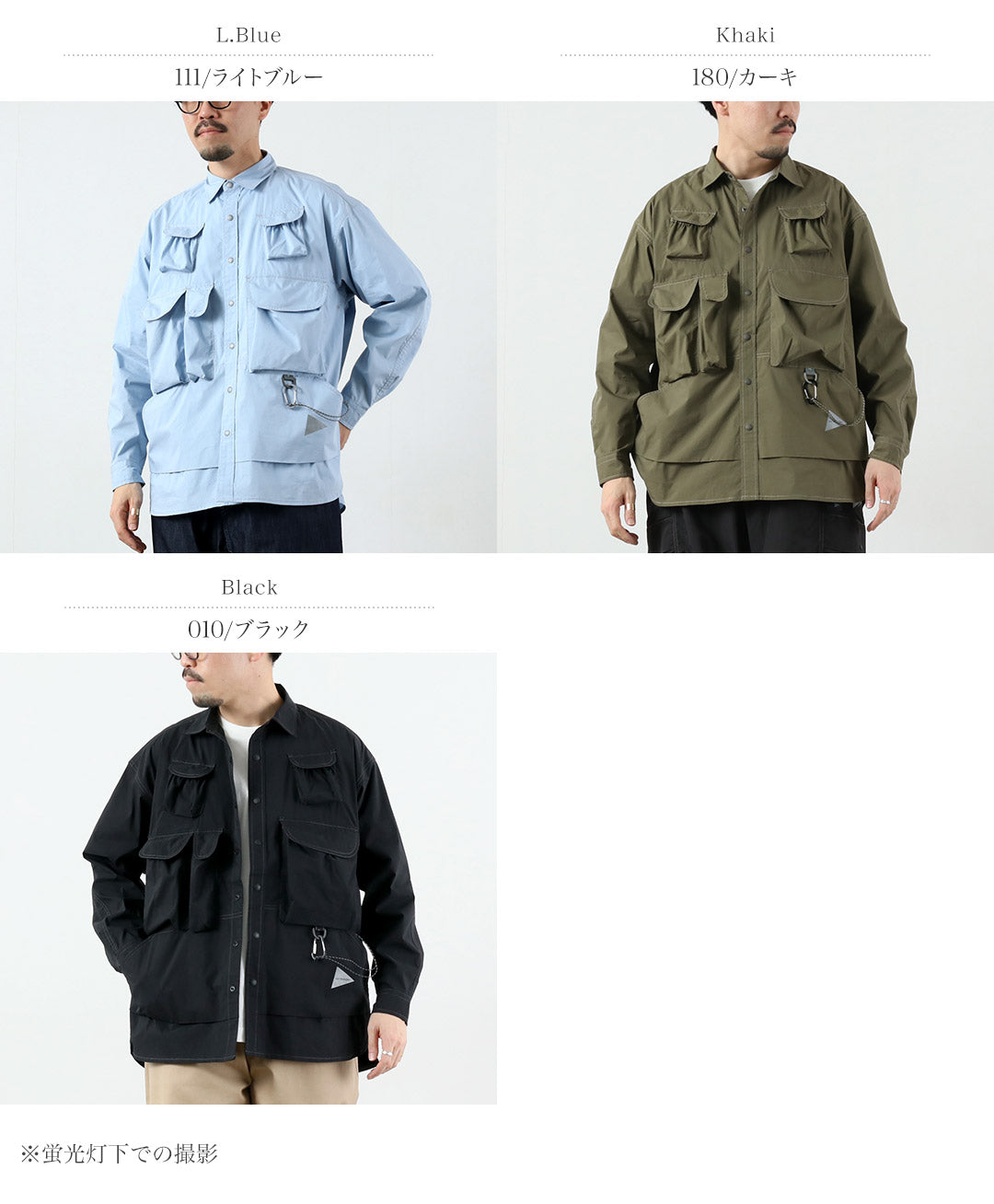 AND WANDER(アンドワンダー) マルチポケット ロングスリーブシャツ