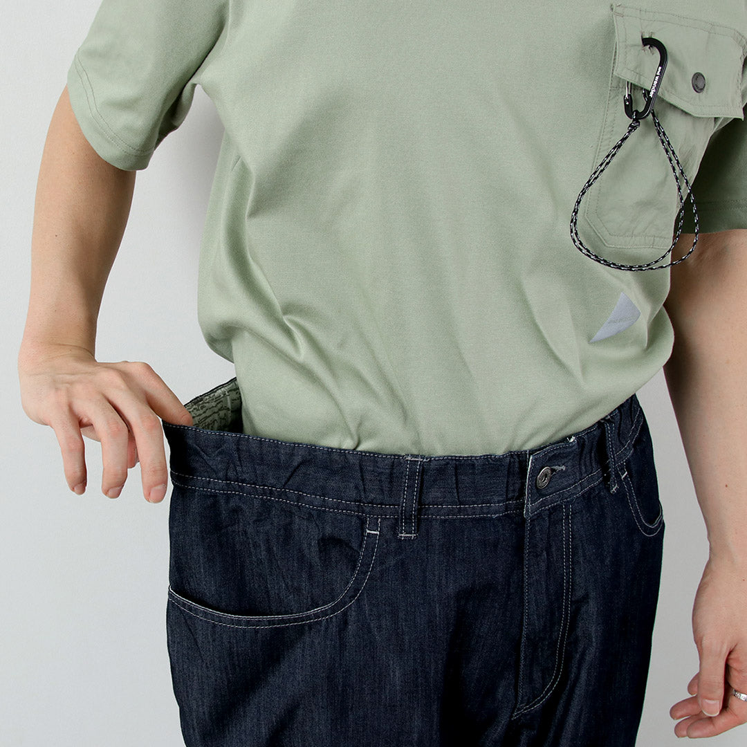 AND WANDER(アンドワンダー) ドライ イージー デニムワイドパンツ