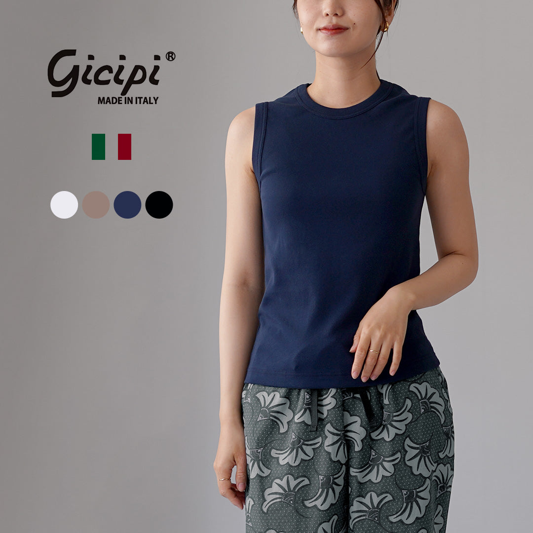 GICIPI(ジチピ) BARIO バーリオ クルーネック ノースリーブ Tシャツ イタリア製