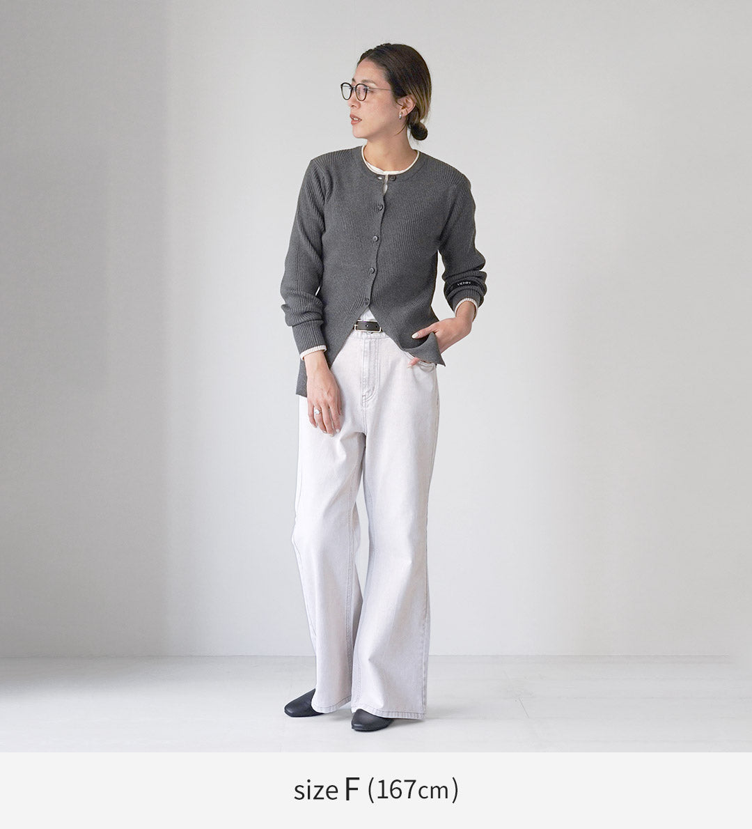 YENN(イェン) ウールリブ クルー カーディガン