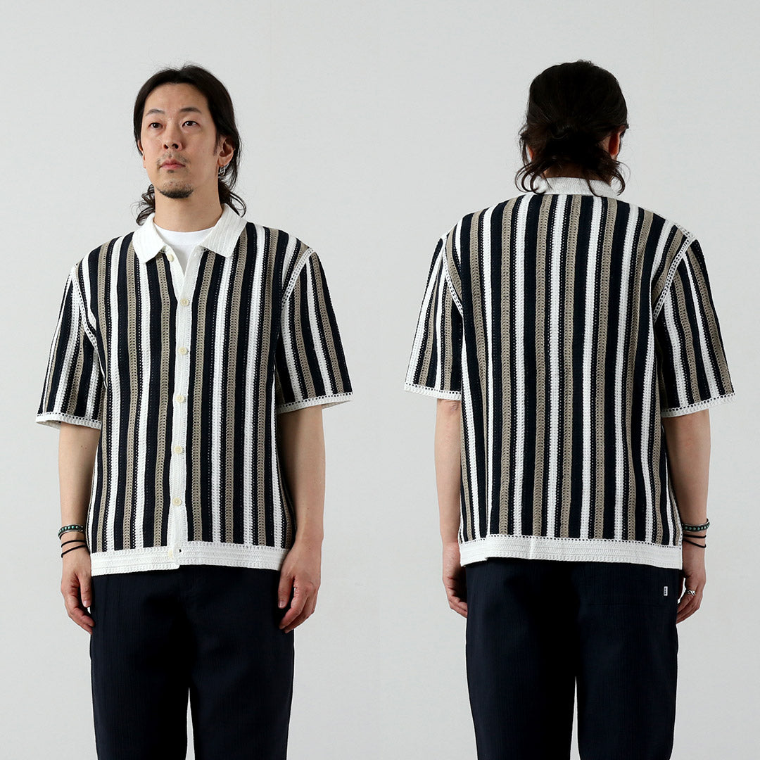 WAX LONDON(ワックスロンドン) ポルト ポロシャツ ストライプ クロシェ