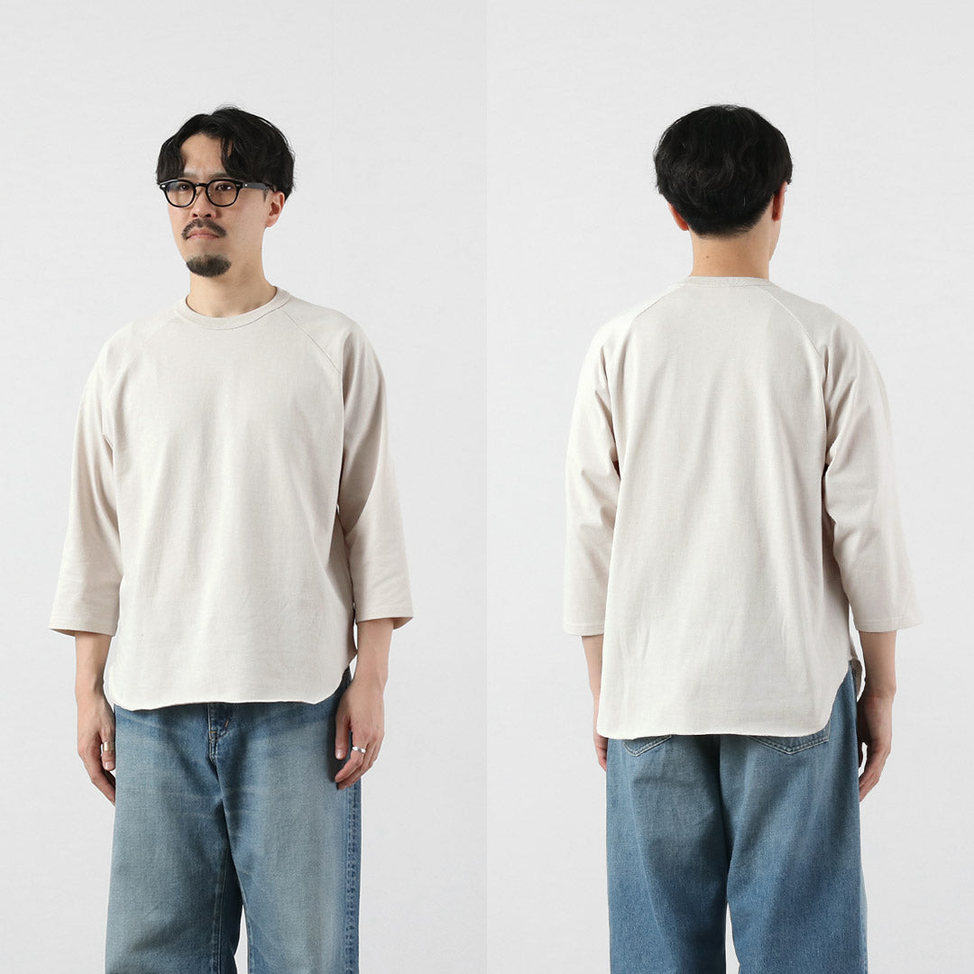 HEALTHKNIT(ヘルスニット)×RAG 別注 7分袖 ラグランスリーブ クルーネックTシャツ オープンエンド ドライジャージ 抗菌・防臭加工