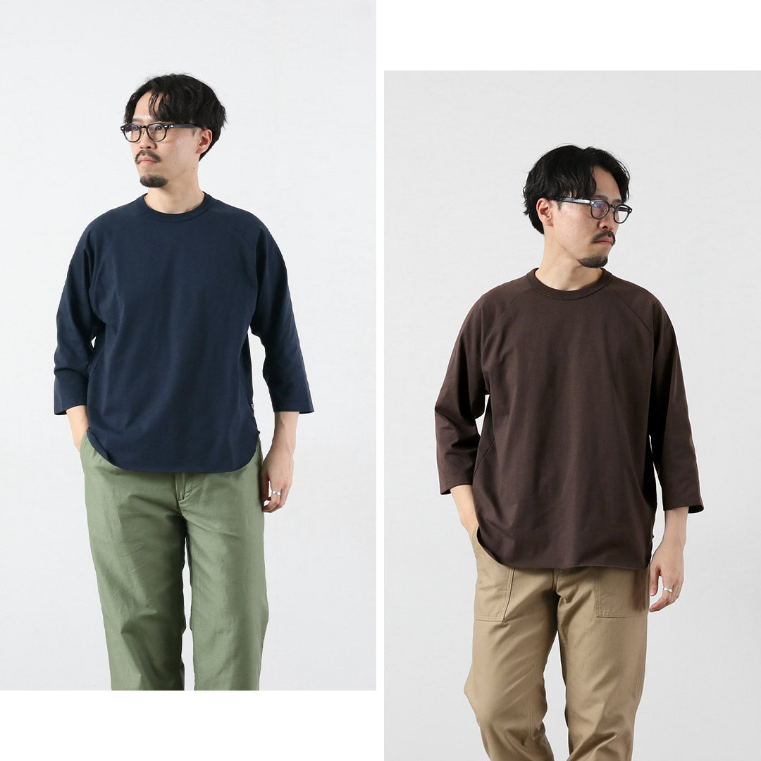 HEALTHKNIT(ヘルスニット)×RAG 別注 7分袖 ラグランスリーブ クルーネックTシャツ オープンエンド ドライジャージ 抗菌・防臭加工
