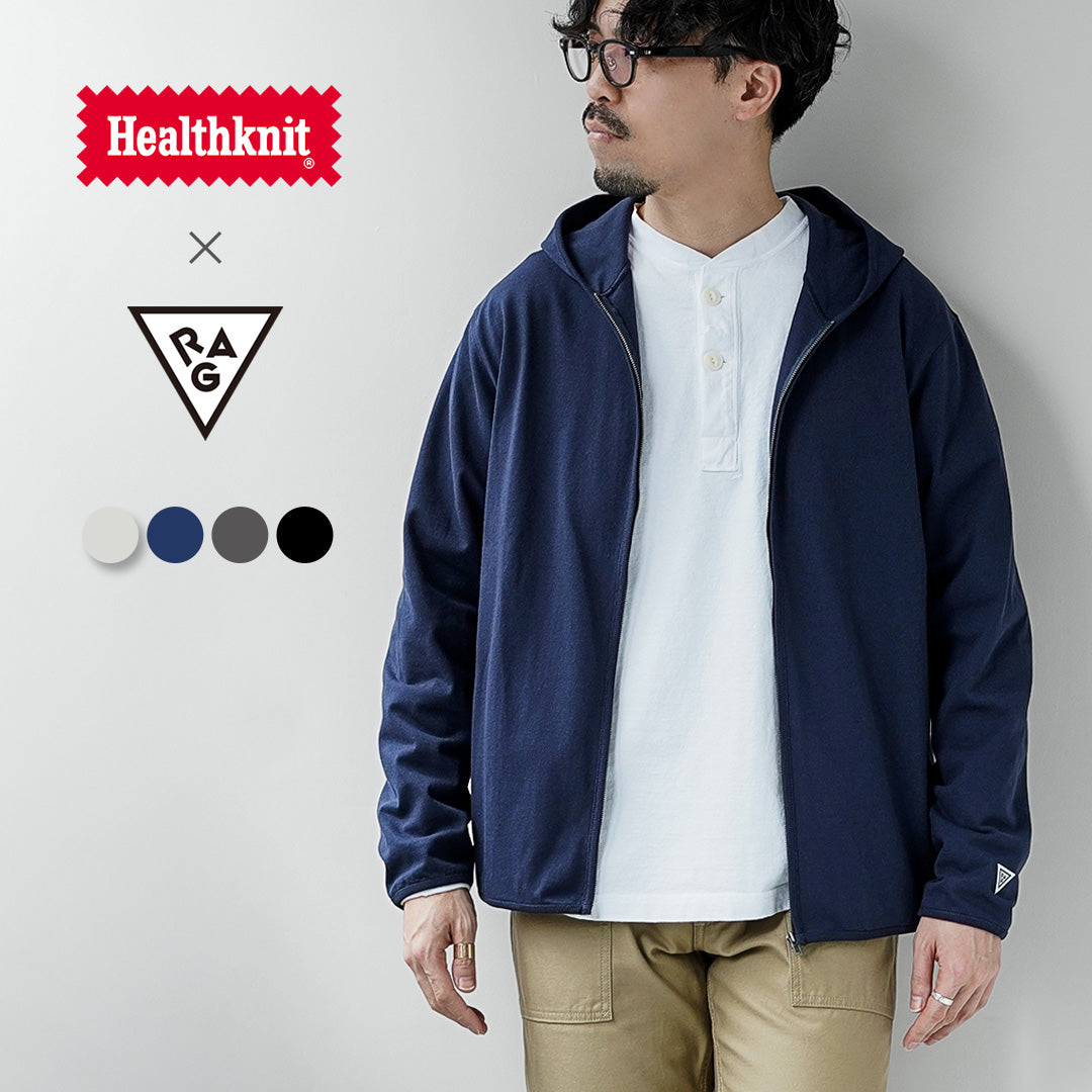 HEALTHKNIT(ヘルスニット) ×RAG 別注 ヘルスニット×ラグ Teeジップパーカー オープンエンド ドライジャージ 抗菌・防臭加工