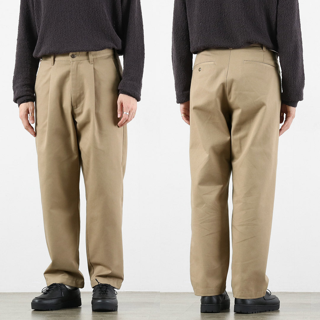 UNIVERSAL OVERALL(ユニバーサルオーバーオール) ヘリテージ T/C リラックス 1タックパンツ バイオウォッシュ STONE CARVER チノパン