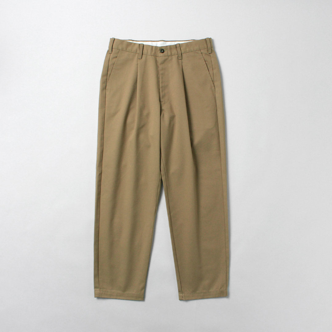 UNIVERSAL OVERALL(ユニバーサルオーバーオール) ヘリテージ T/C リラックス 1タックパンツ バイオウォッシュ STONE CARVER チノパン