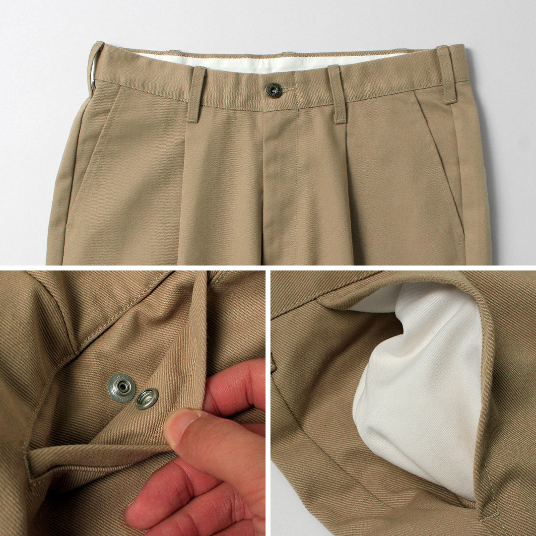 UNIVERSAL OVERALL(ユニバーサルオーバーオール) ヘリテージ T/C リラックス 1タックパンツ バイオウォッシュ STONE CARVER チノパン