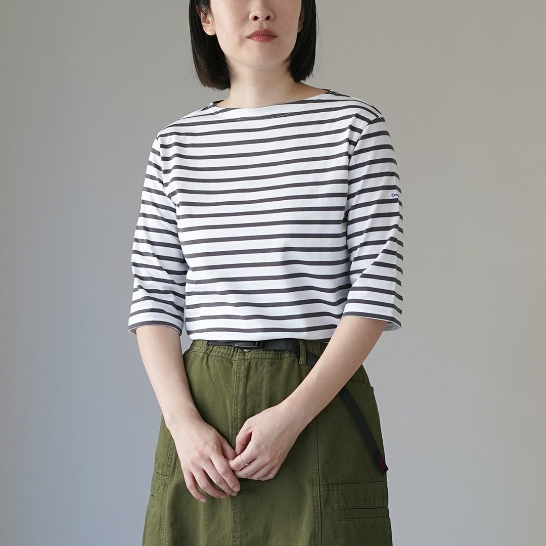 ORCIVAL(オーシバル) ボートネック ハーフスリーブ プルオーバー 5分袖 日本製