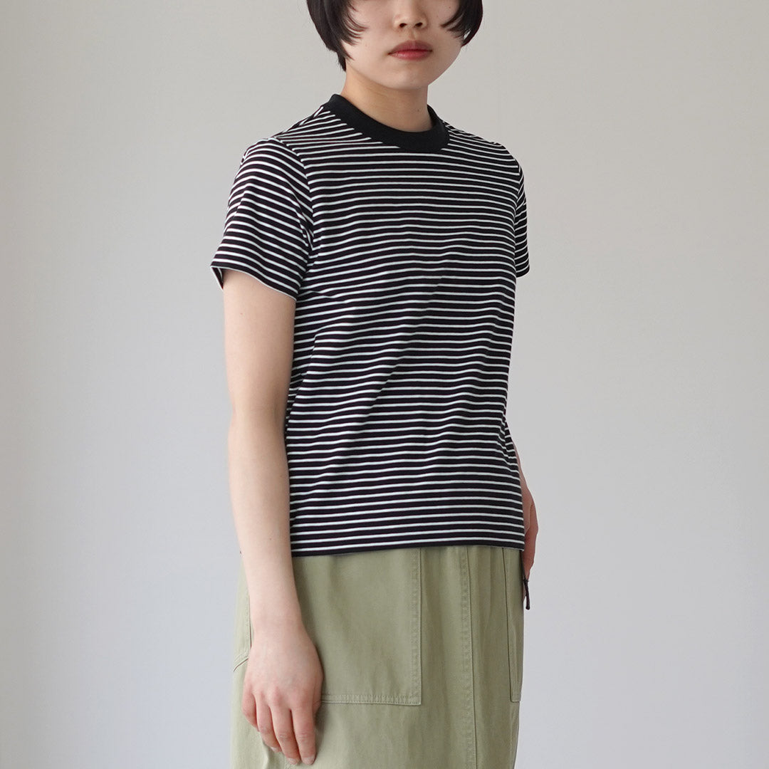 ORCIVAL(オーシバル) クルーネック ボーダー ショートスリーブ プルオーバー 日本製