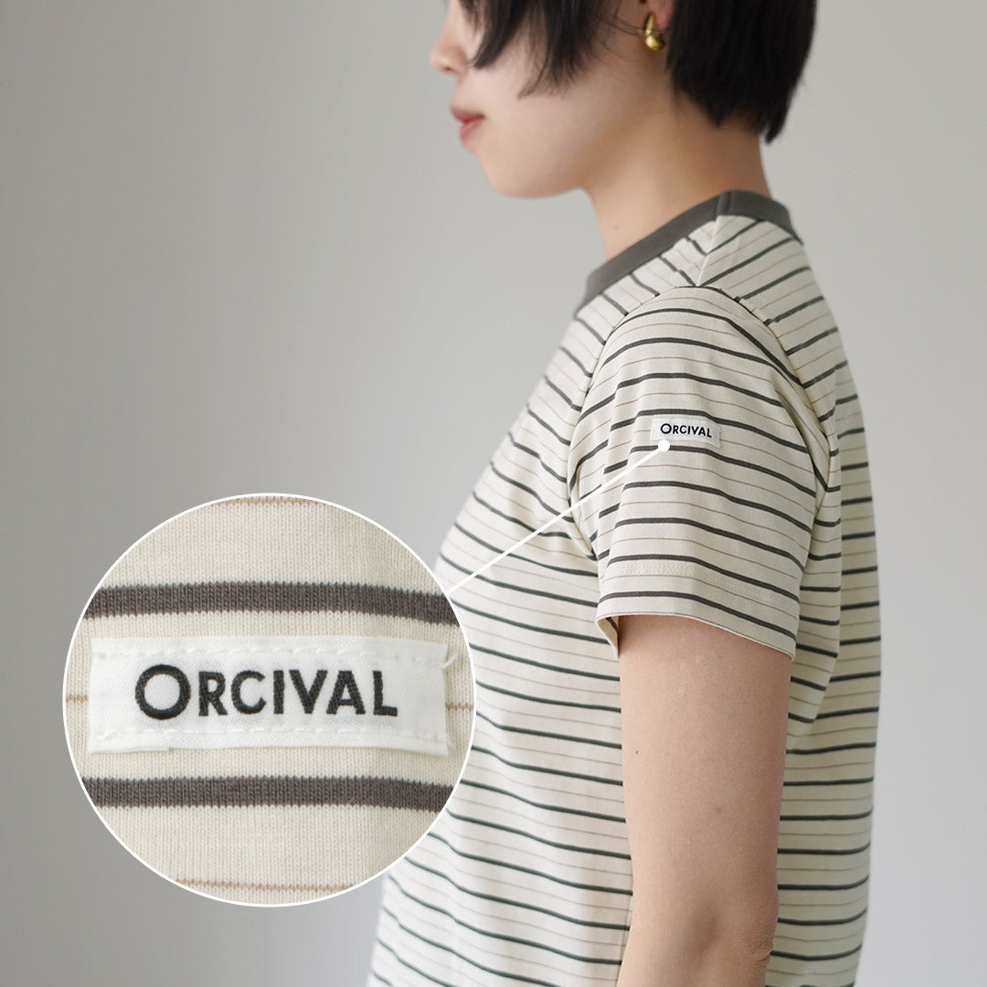 ORCIVAL(オーシバル) クルーネック ボーダー ショートスリーブ プルオーバー 日本製