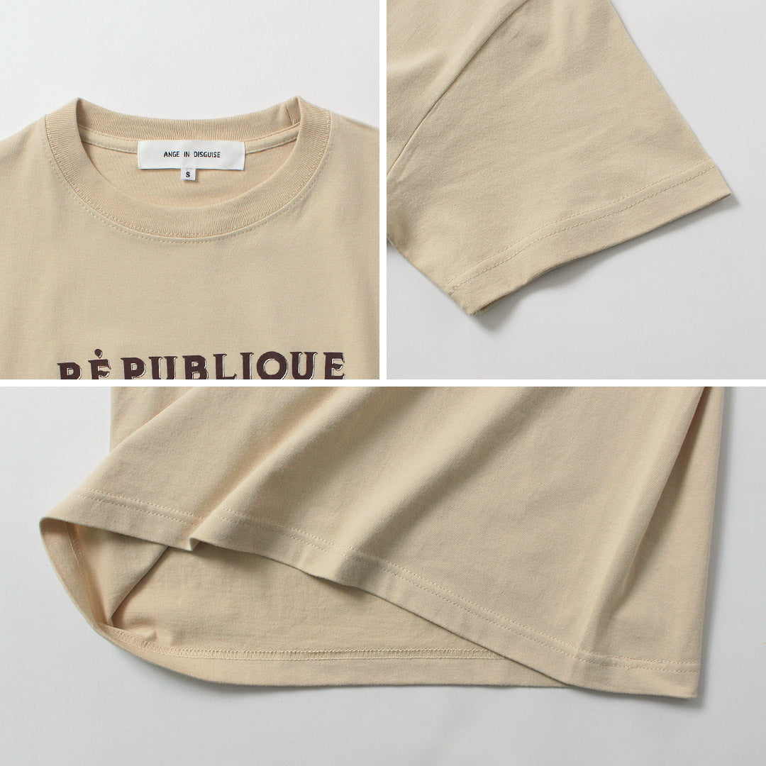 ANGE IN DISGUISE(アンジ イン ディスガイズ) REPUBLIQUE PARIS ロゴTシャツ