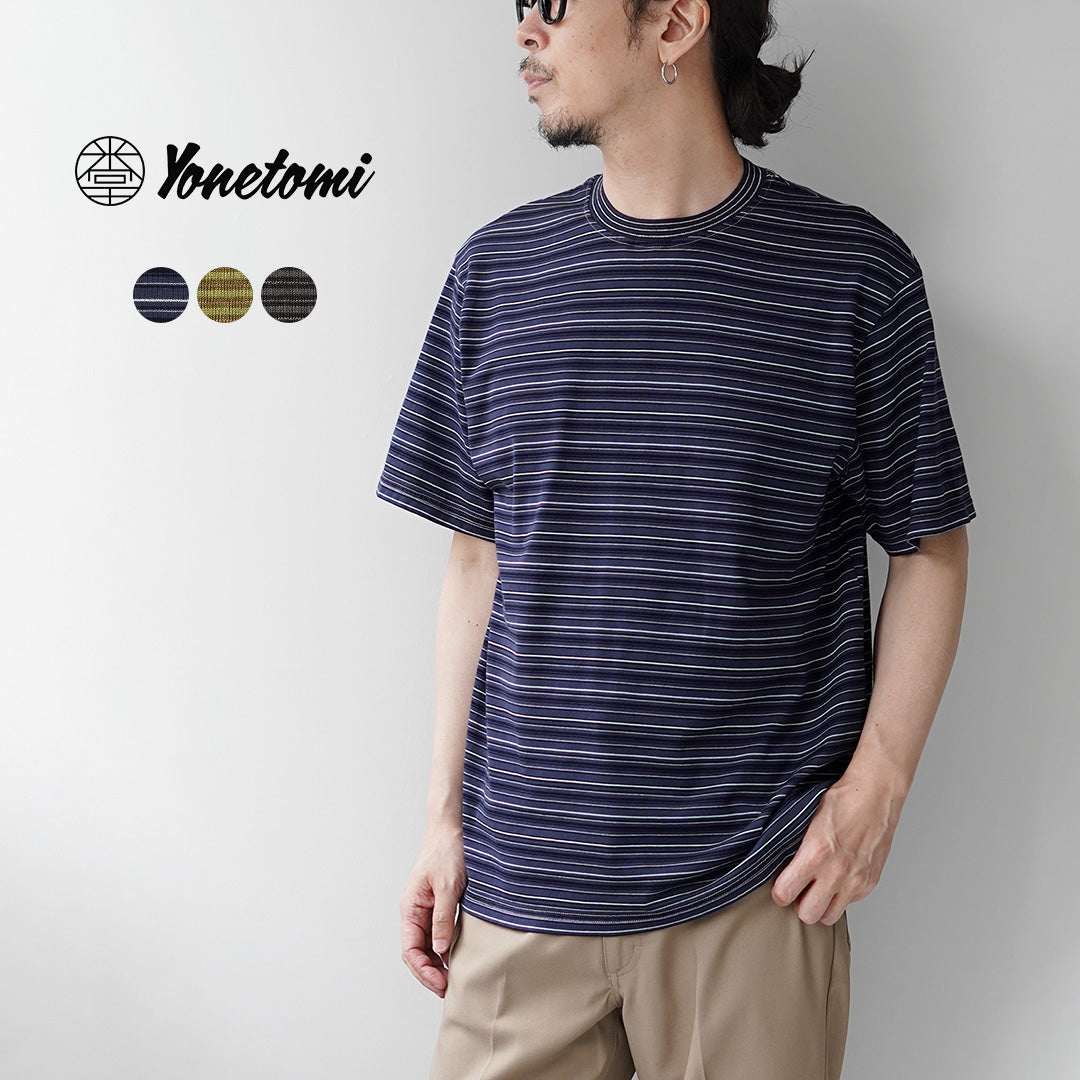 YONETOMI NEW BASIC(ヨネトミニューベーシック) ガーメントダイ ボーダー ショートスリーブTシャツ 日本製