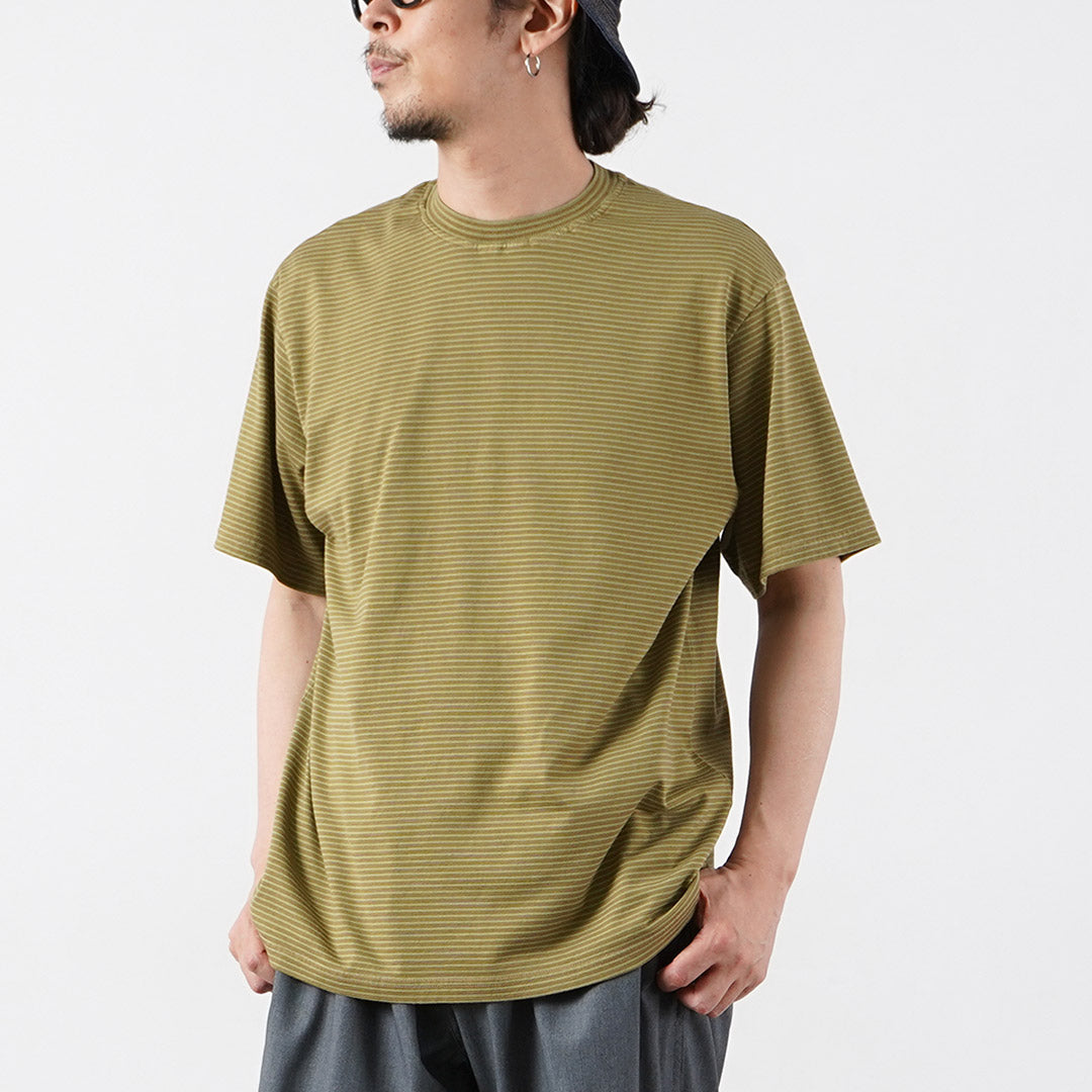 YONETOMI NEW BASIC(ヨネトミニューベーシック) ガーメントダイ ボーダー ショートスリーブTシャツ 日本製