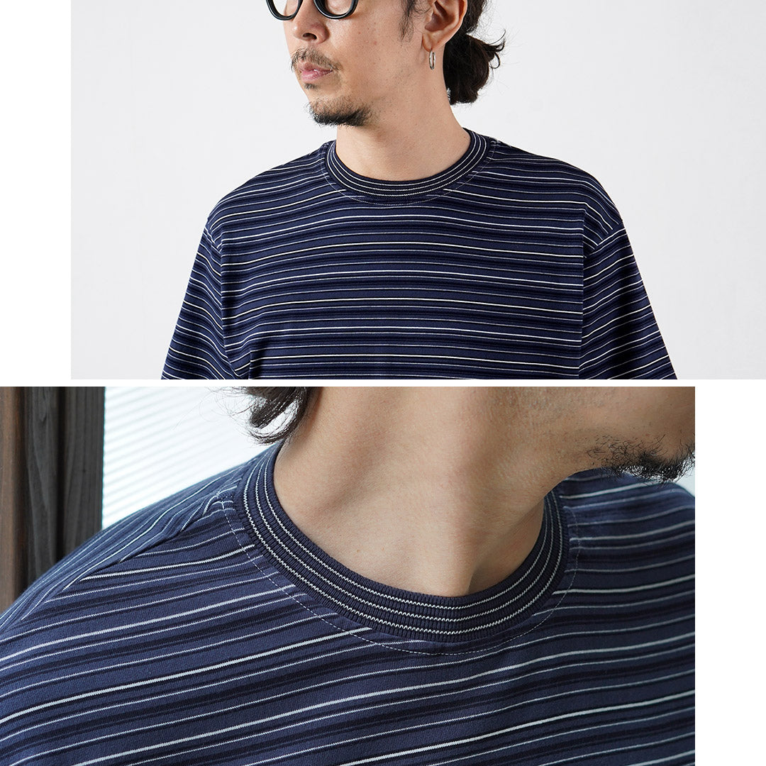 YONETOMI NEW BASIC(ヨネトミニューベーシック) ガーメントダイ ボーダー ショートスリーブTシャツ 日本製