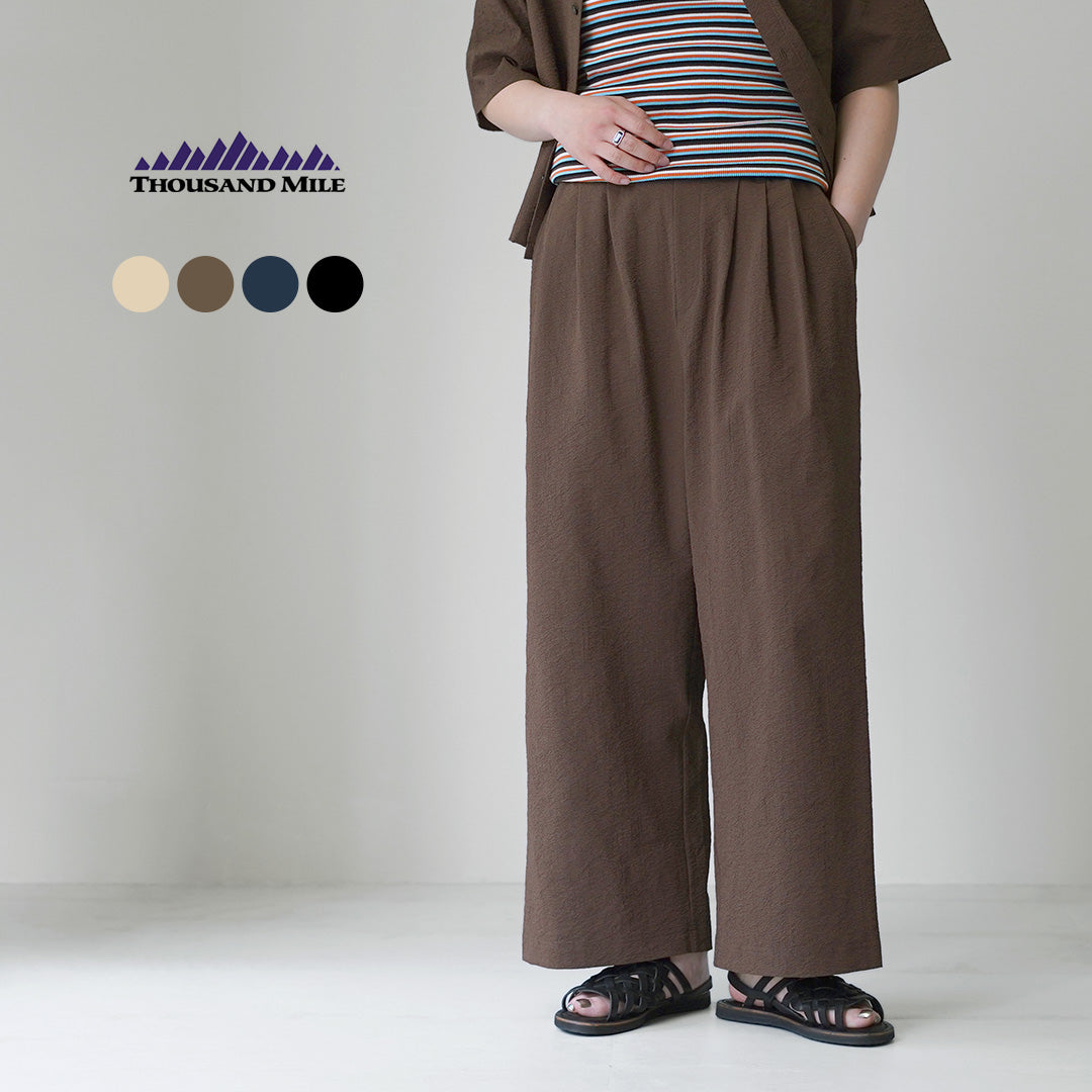 THOUSAND MILE(サウザンドマイル) シアサッカー ロングワイドパンツ