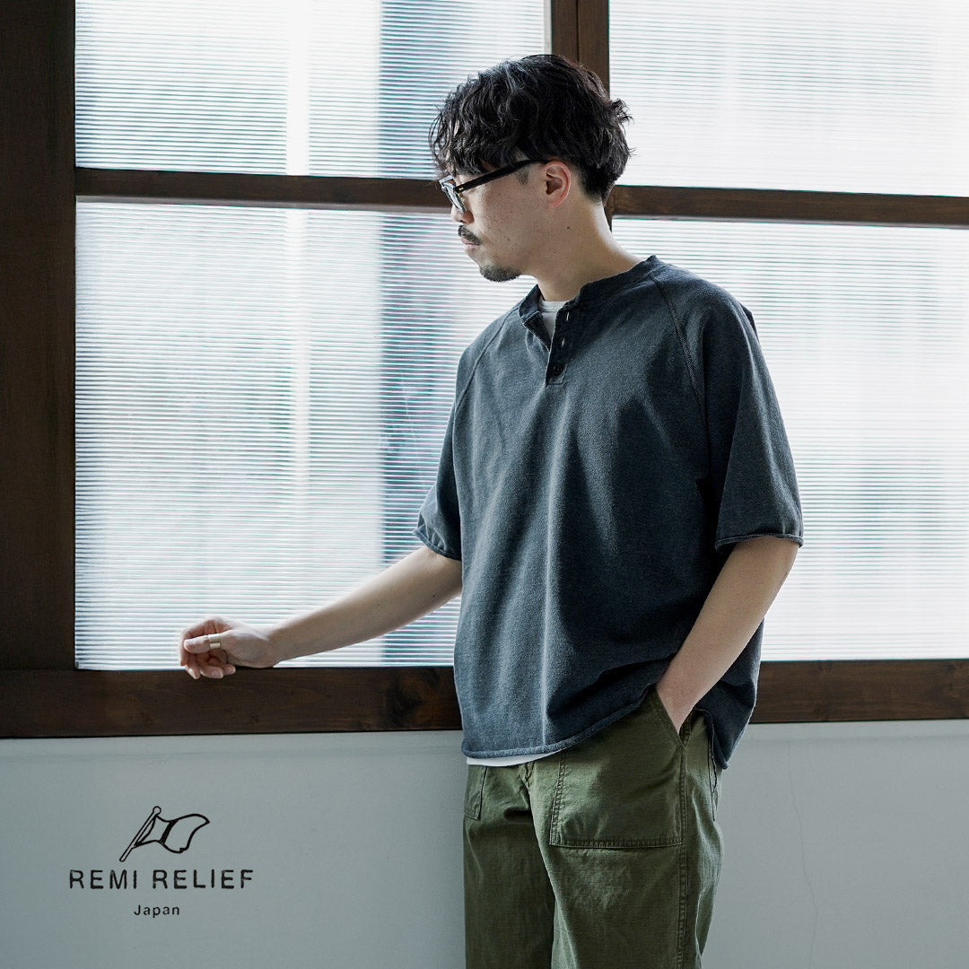 REMI RELIEF(レミレリーフ) スーピマ裏毛ヘンリーネックS/Sクルー 日本製