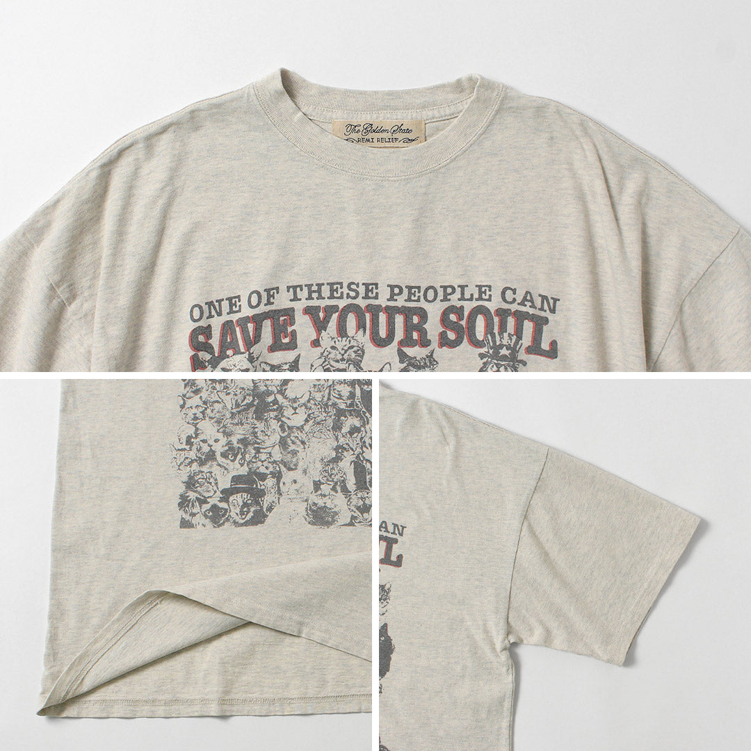 REMI RELIEF(レミレリーフ) HARD SP加工20/-天竺BIGサイズTシャツ(SAVE YOUR SOUL) 日本製