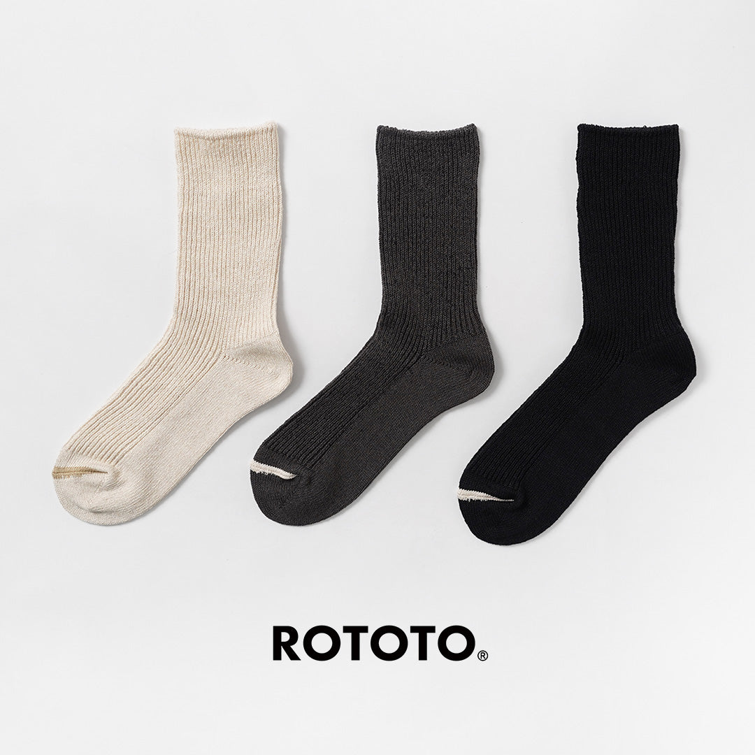 ROTOTO(ロトト) 和紙リサイクルコットン リブクルーソックス 靴下 日本製