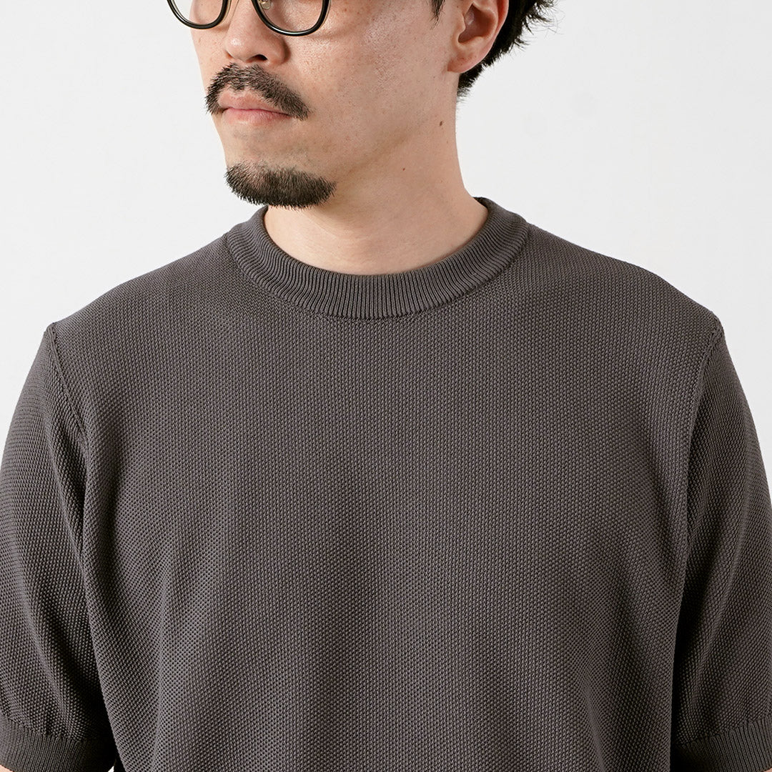 RINASCENTE(リナシェンテ) ハイブリッド ウォッシャブル 鹿の子クルーネック ニットTシャツ 日本製
