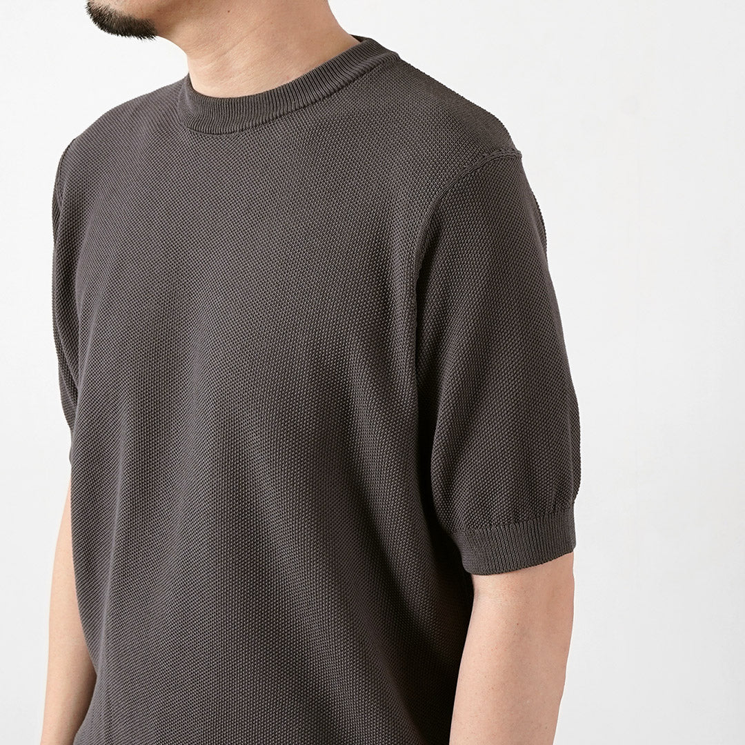 RINASCENTE(リナシェンテ) ハイブリッド ウォッシャブル 鹿の子クルーネック ニットTシャツ 日本製