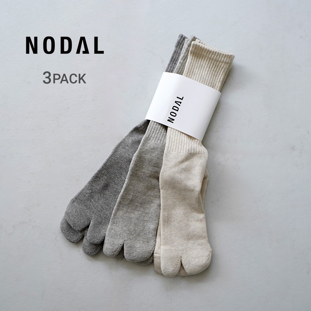 NODAL(ノーダル) ラフィ杢コットン 3パック クルーソックス 日本製