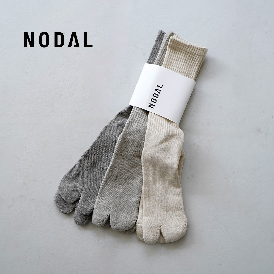 NODAL(ノーダル) ラフィ杢コットン 3パック クルーソックス 日本製