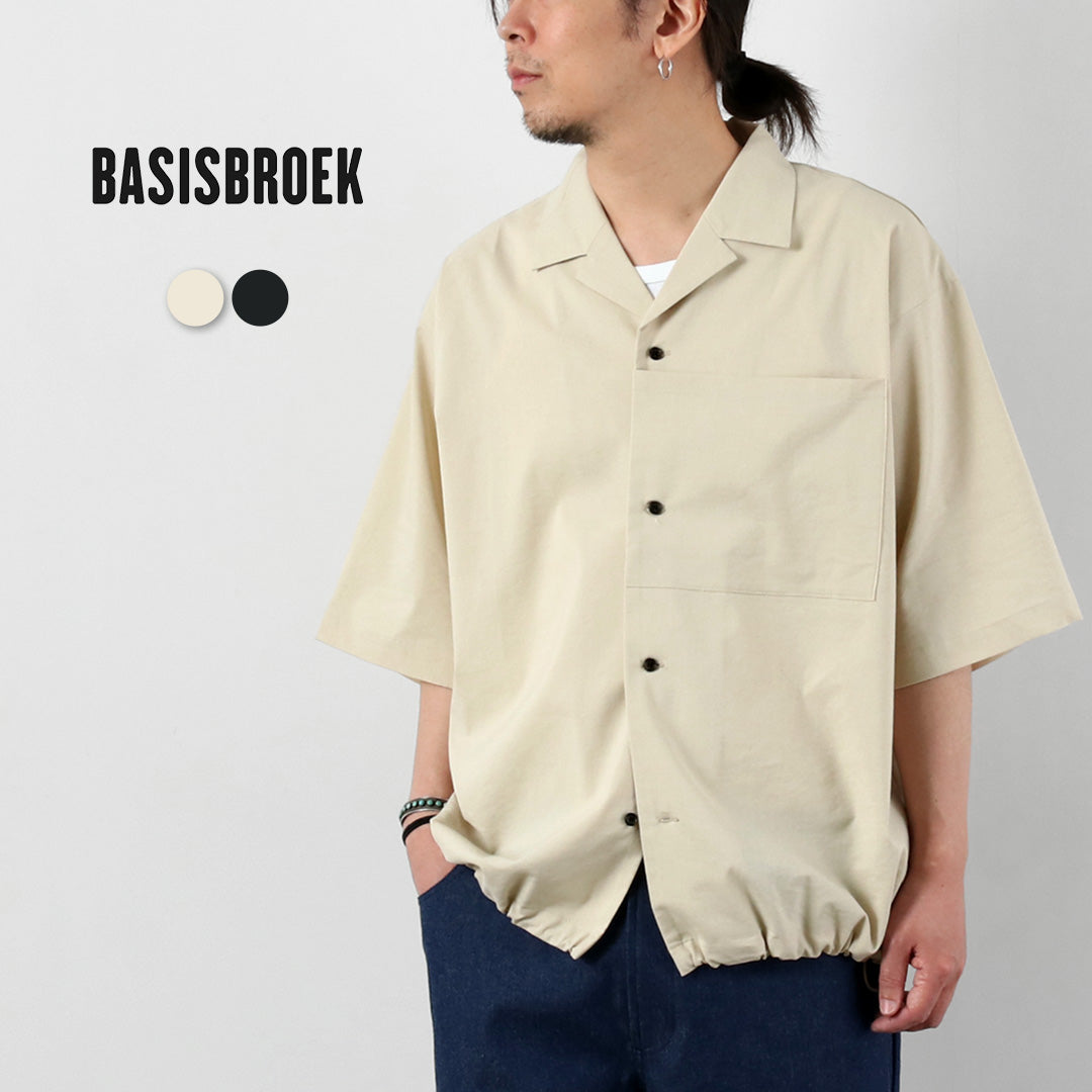 BASISBROEK(バージスブルック) ディーン リネン混ストレッチ オープンカラーシャツ 日本製