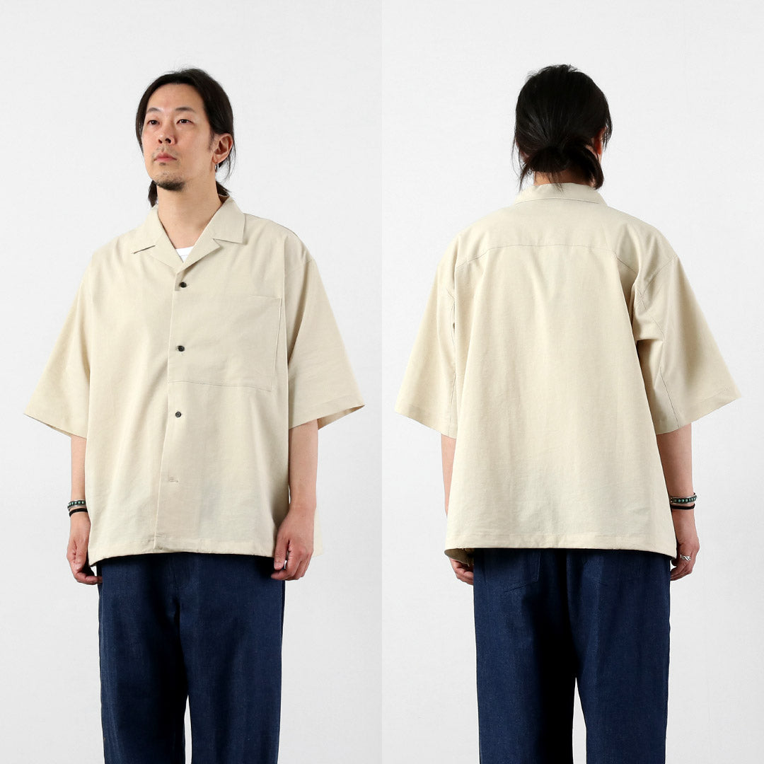 BASISBROEK(バージスブルック) ディーン リネン混ストレッチ オープンカラーシャツ 日本製