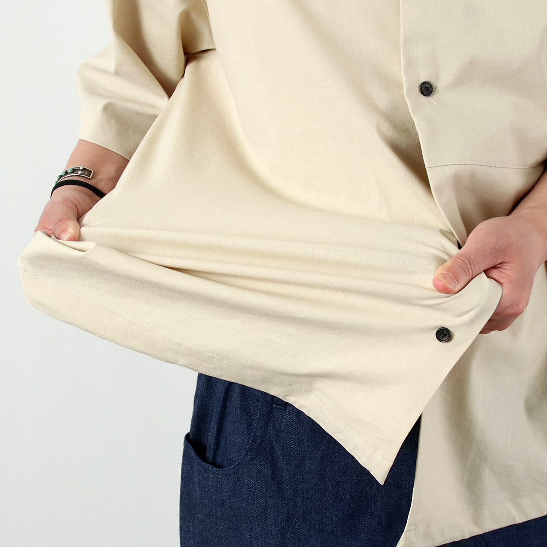 BASISBROEK(バージスブルック) ディーン リネン混ストレッチ オープンカラーシャツ 日本製