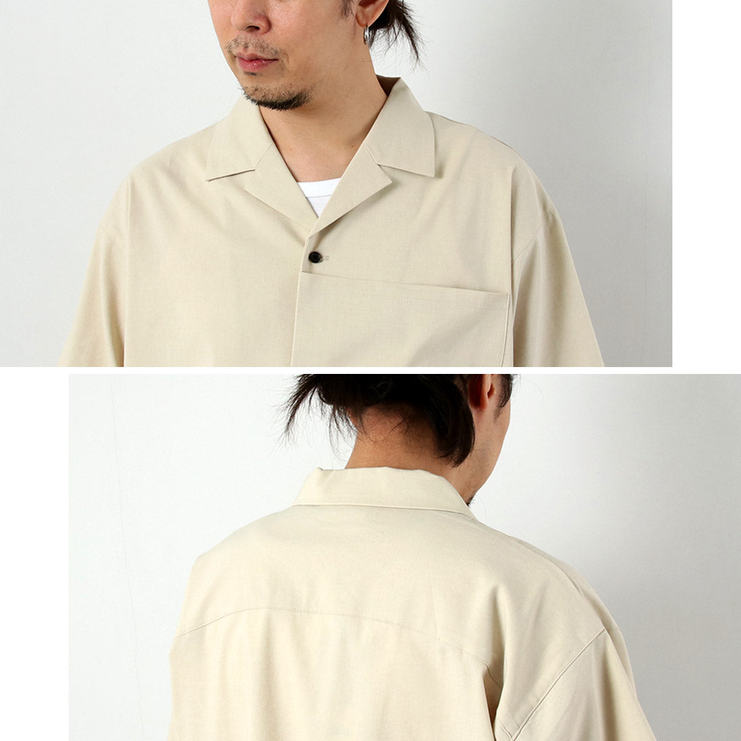 BASISBROEK(バージスブルック) ディーン リネン混ストレッチ オープンカラーシャツ 日本製