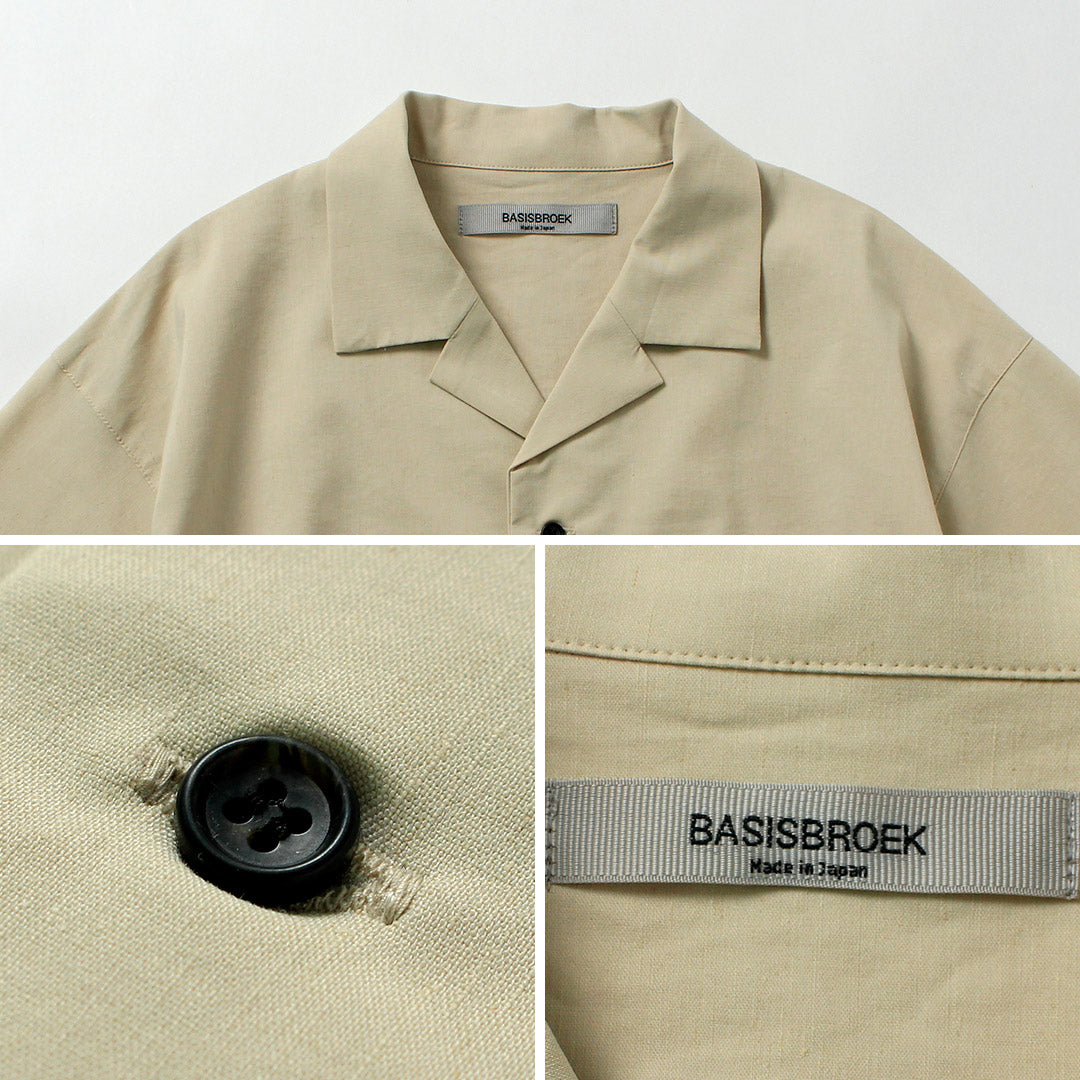 BASISBROEK(バージスブルック) ディーン リネン混ストレッチ オープンカラーシャツ 日本製