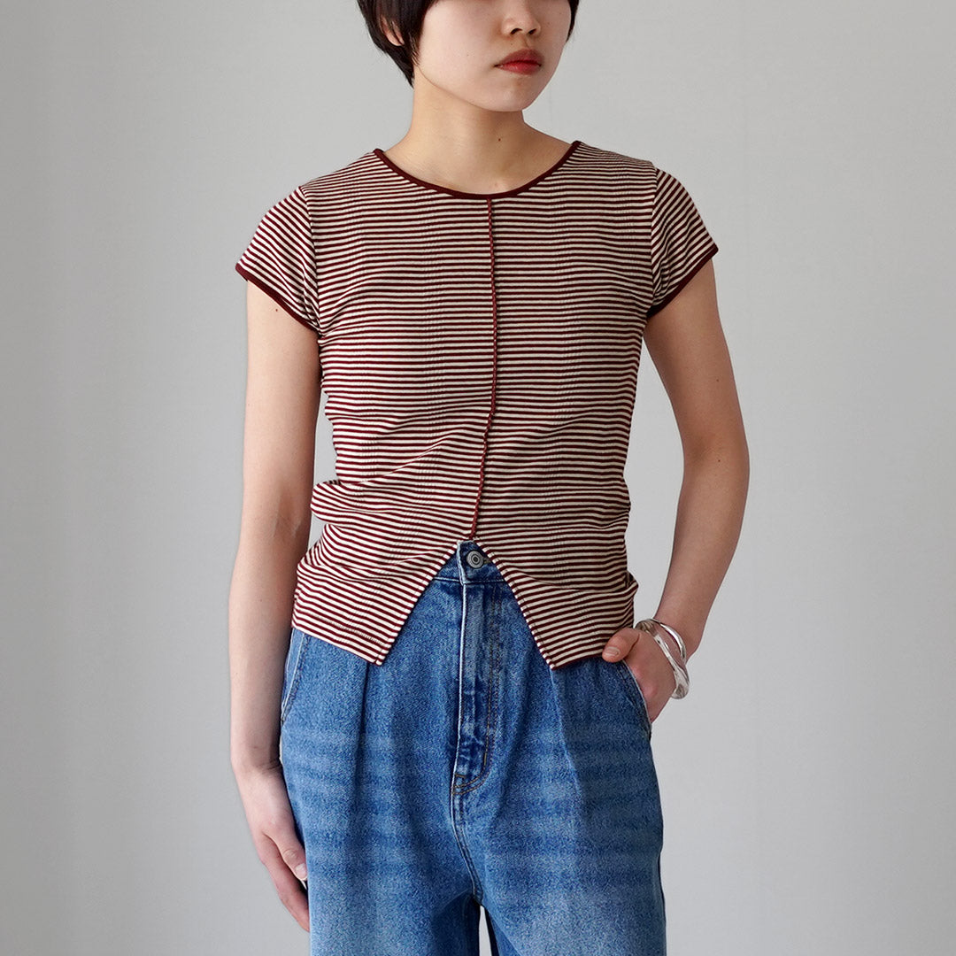 ROBERT P.MILLER(ロバートピーミラー) パネルリブ スリット ショートスリーブ Tシャツ