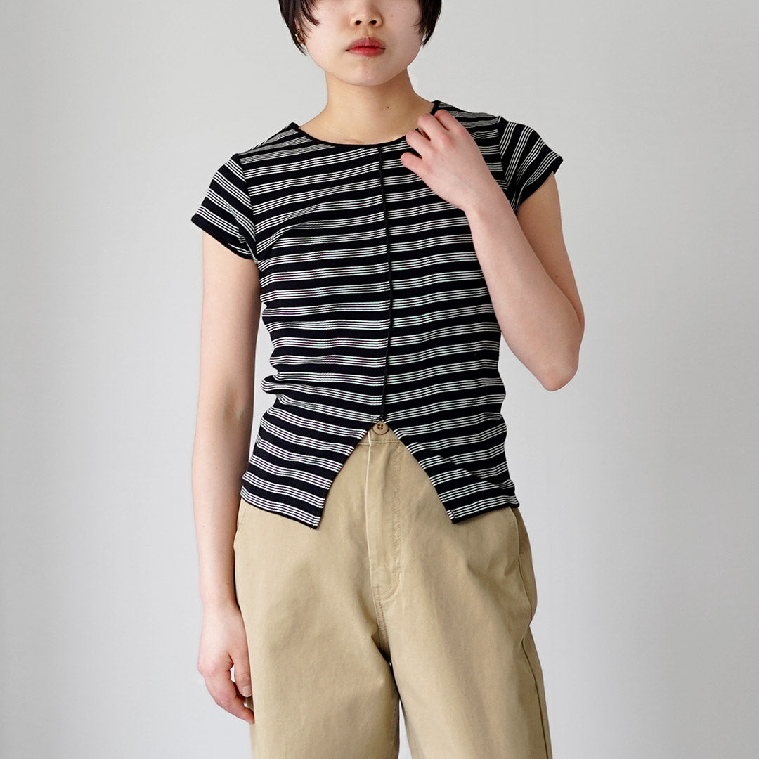 ROBERT P.MILLER(ロバートピーミラー) パネルリブ スリット ショートスリーブ Tシャツ