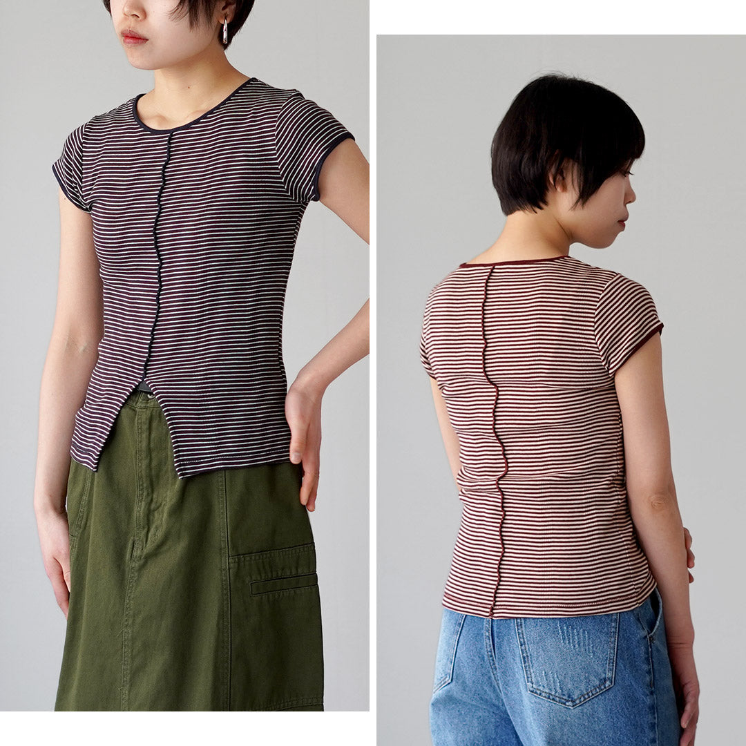 ROBERT P.MILLER(ロバートピーミラー) パネルリブ スリット ショートスリーブ Tシャツ