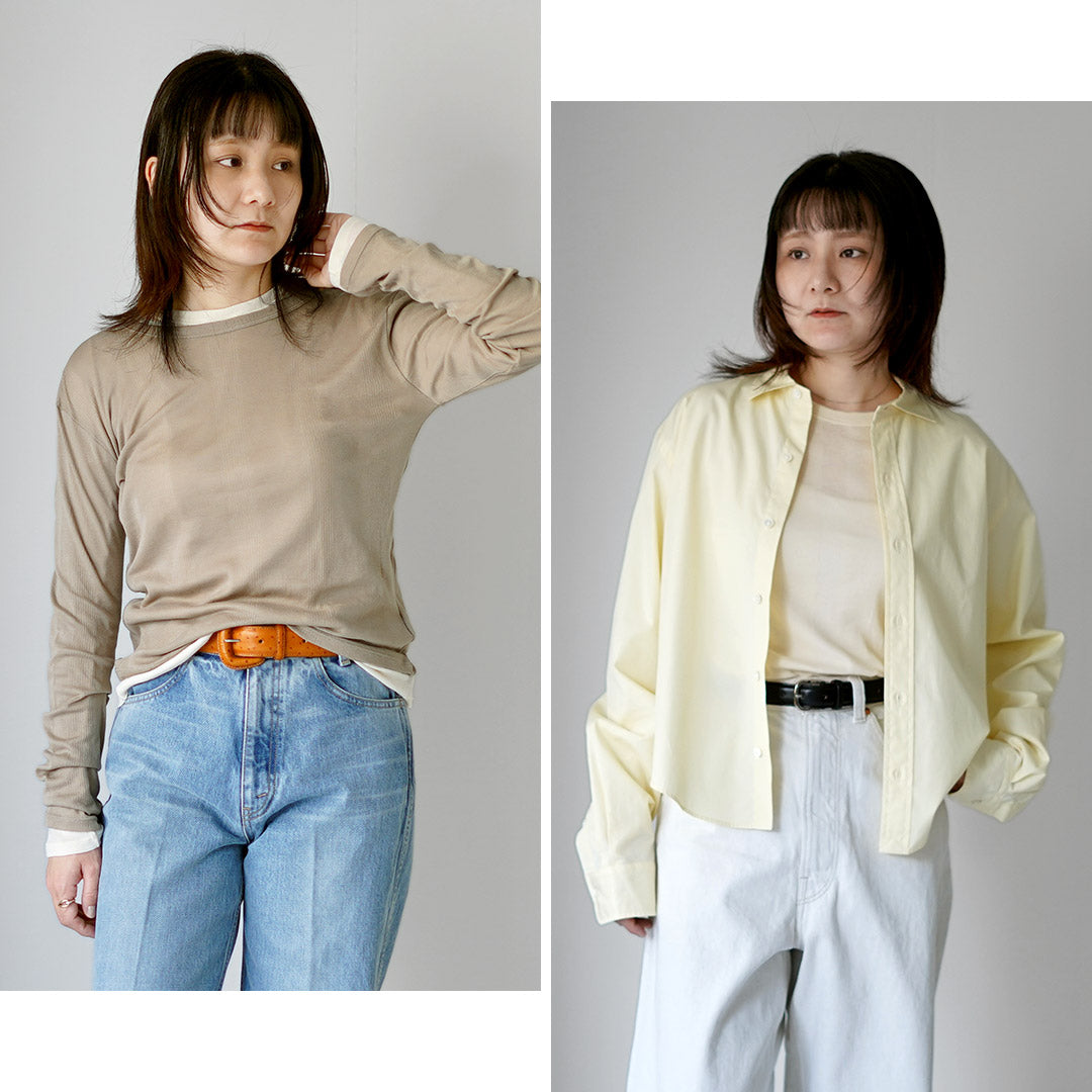 ROBERT P.MILLER(ロバートピーミラー) クルーネック パネルリブ ロングスリーブ Tシャツ コットン レーヨン