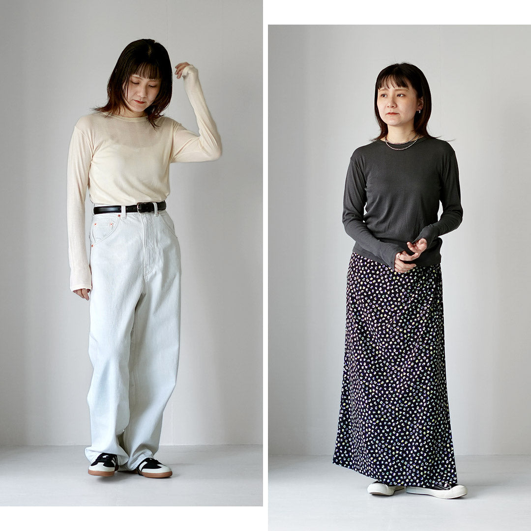 ROBERT P.MILLER(ロバートピーミラー) クルーネック パネルリブ ロングスリーブ Tシャツ コットン レーヨン