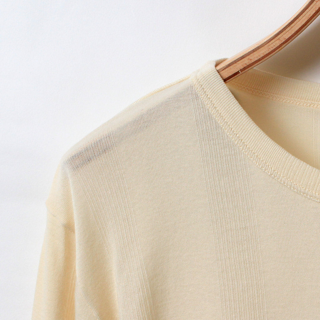 ROBERT P.MILLER(ロバートピーミラー) クルーネック パネルリブ ロングスリーブ Tシャツ コットン レーヨン