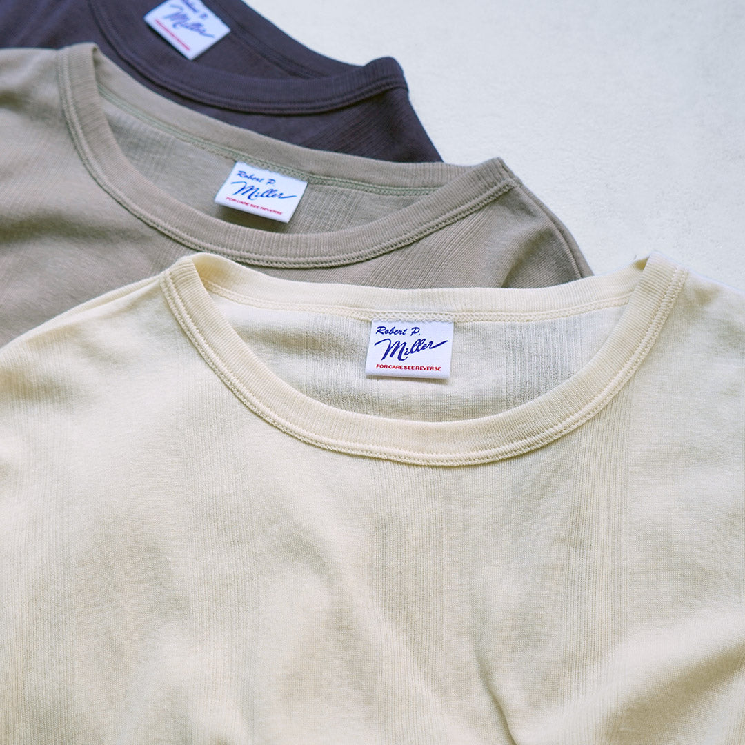 ROBERT P.MILLER(ロバートピーミラー) クルーネック パネルリブ ロングスリーブ Tシャツ コットン レーヨン