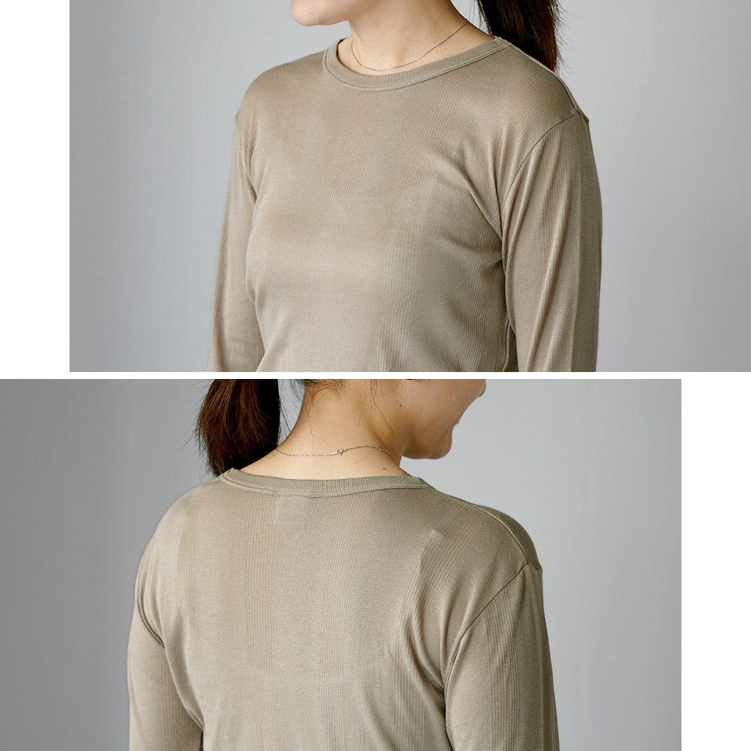 ROBERT P.MILLER(ロバートピーミラー) クルーネック パネルリブ ロングスリーブ Tシャツ コットン レーヨン