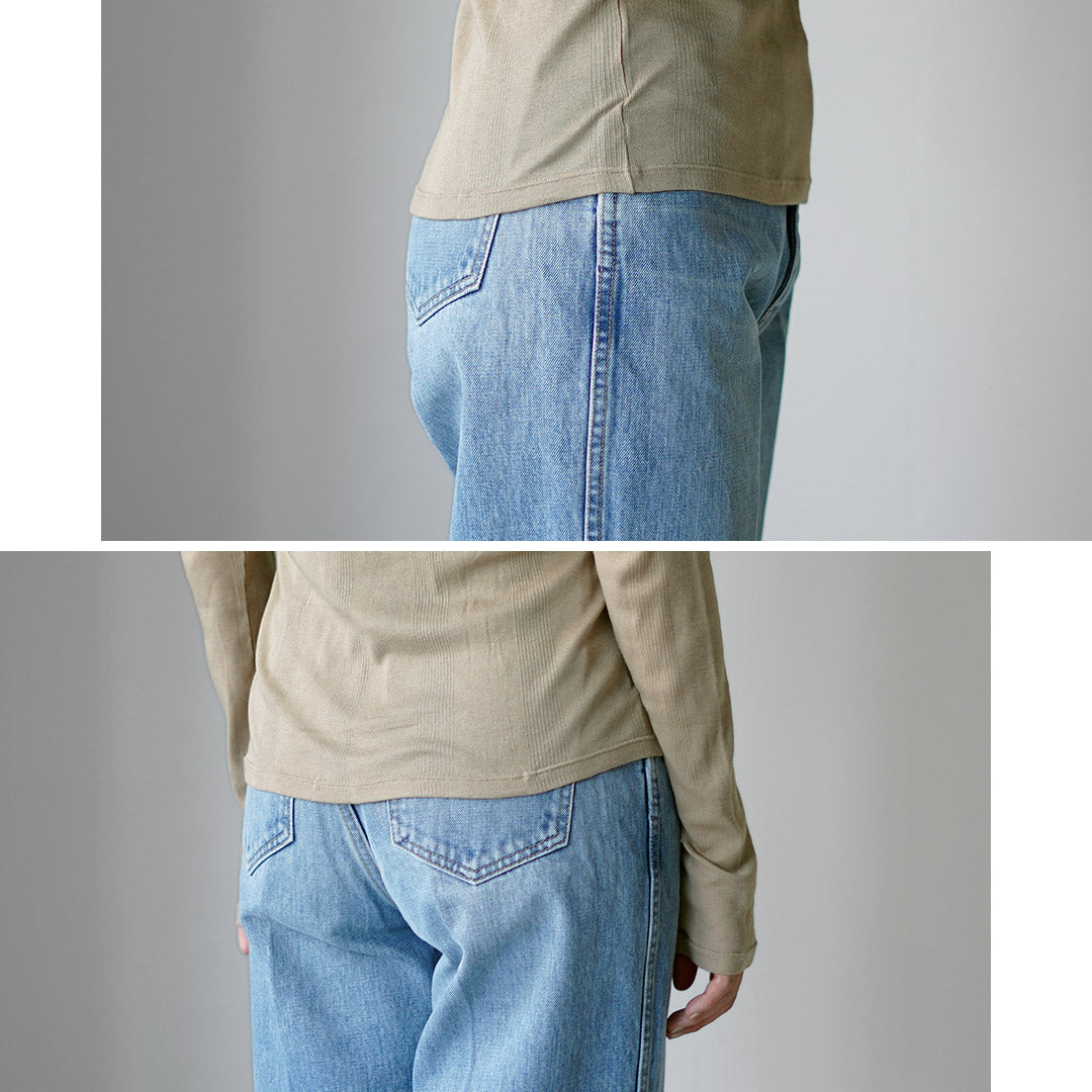 ROBERT P.MILLER(ロバートピーミラー) クルーネック パネルリブ ロングスリーブ Tシャツ コットン レーヨン