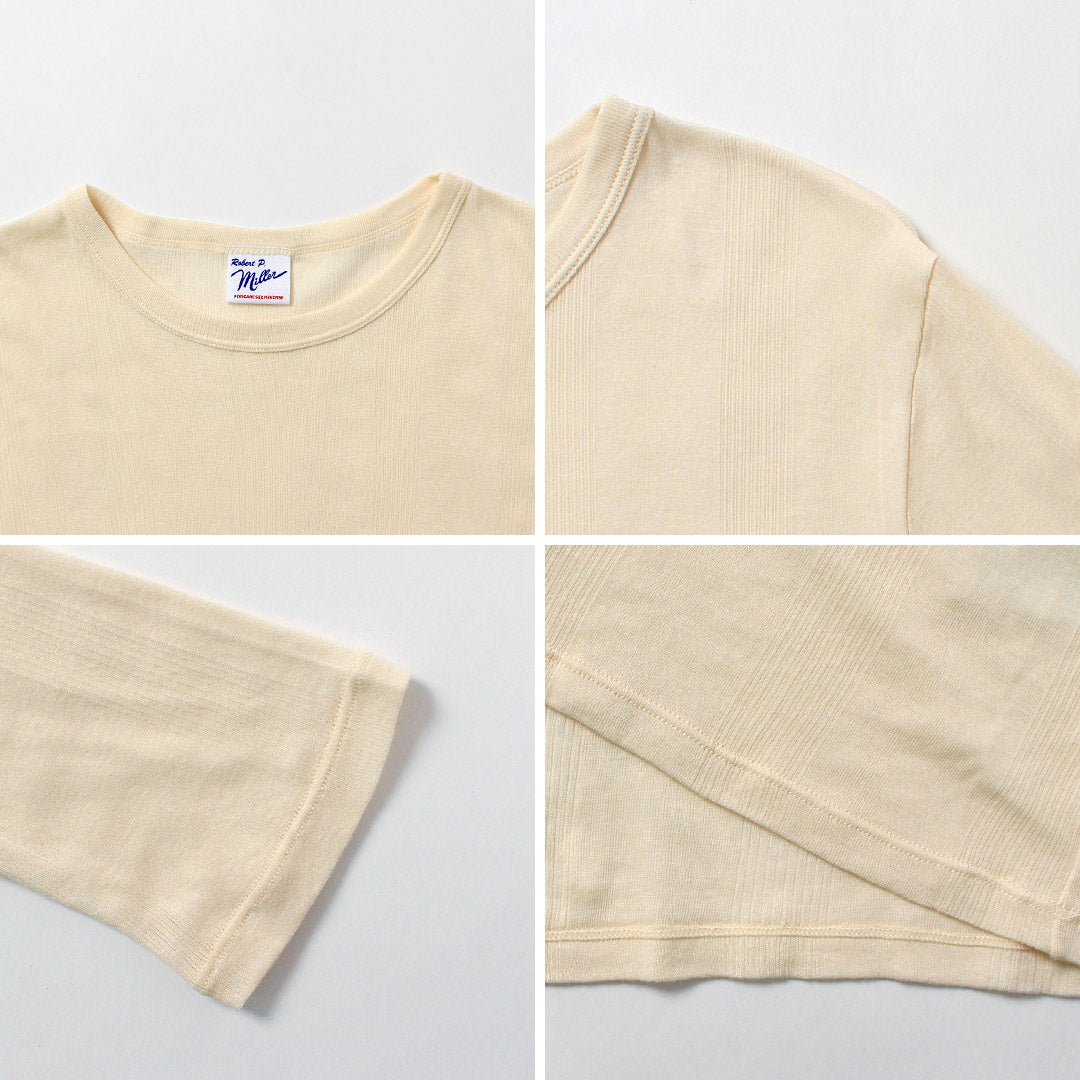 ROBERT P.MILLER(ロバートピーミラー) クルーネック パネルリブ ロングスリーブ Tシャツ コットン レーヨン